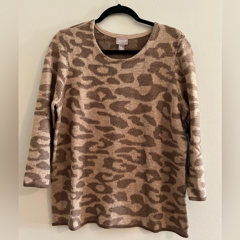 Chico's Tan Textured Knit Top Size 2